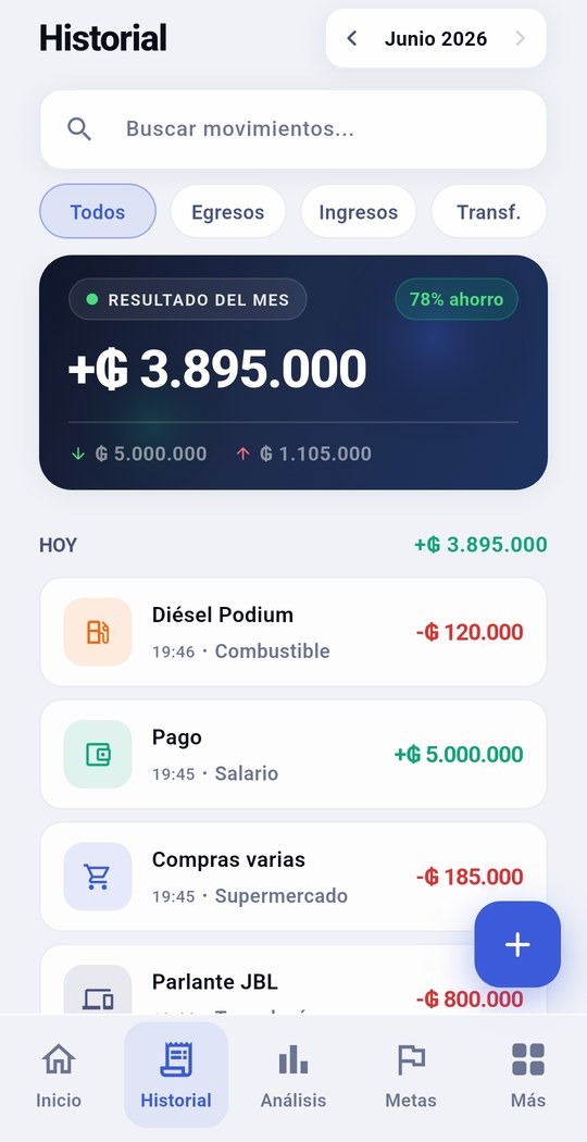 Historial de movimientos en Birumo